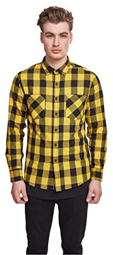 Urban Classics TB297 Checked Regular Fit Herren Freizeit Hemd,Mehrfarbig (blk/honey), XXXX-Large