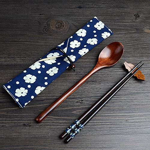 Hongyantech Bastoncini di Bacchette Set di Bacchette di Natura Giapponese Bacchette Fatte da Blu in Legno Ecologico