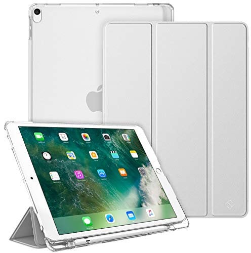 FINTIE Case Compatible with iPad Air 3rd Generation (2019)/ iPad Pro 10.5 (2017) - Lightweight Standing Slim Shell with Frosted Back Cover, Auto Wake/Sleep, w/Pencil Holder, Silver