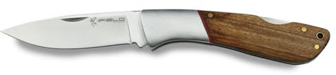 iFIELD Navaja de monte Camper EL29044, hoja de 7,8 cm, mango de madera Zebra, caja a color, herramienta de camping para pesca, caza, actividad deportiva