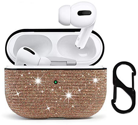 HIDAHE AirPods Pro Case, Case for AirPods Pro, Airpods Pro Skin, Airpods Pro Accessories, Bling Glitter AirPods Pro Case Cute for Girls Kids Protective Case for AirPods Pro Charging Case,Rose Gold