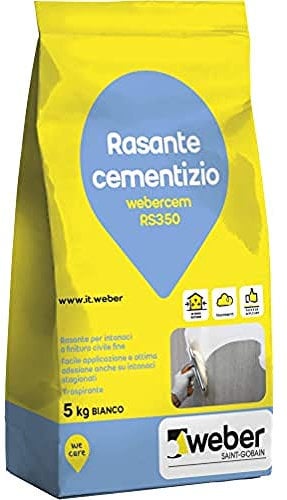 webercem RS350 Rasante a finitura liscia per interni ed esterni, bianco, 5kg