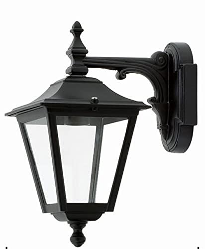 Licht-Erlebnisse Rustikale Wandlaterne GENEVIEVE Schwarz IP44 nostalgisch E27 Außenlampe Wandleuchte Garten Haus Hof