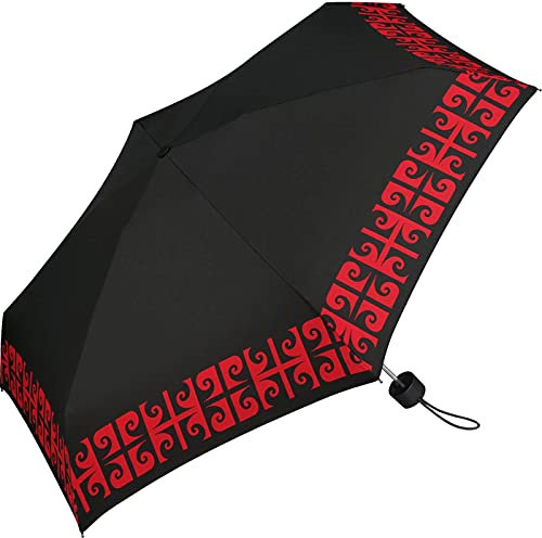 Pierre Cardin Damen Taschenschirm Petito Schwarz-Rot