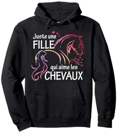 Tee Shirt Cheval femme fille cadeau chevaux cavaliers Sweat à Capuche