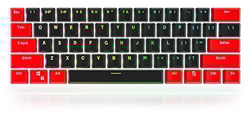 Guffercty kred GTSP rote und Schwarze Tastenkappen, 60% PBT-Tastenkappen-Set mit 6,25 U Leertaste für Cherry MX Gateron Kailh Switches GK61 Gaming-Tastatur (nur Tastenkappen)