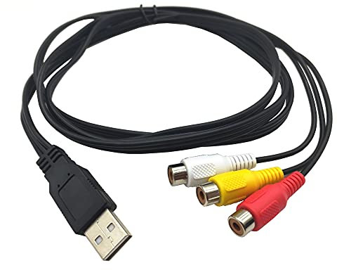 Haokiang - Cavo USB a 3RCA, 1,5 m, USB 2.0 femmina a 3 RCA maschio, splitter audio video AV composito cavo adattatore (USB M/3RCA F)