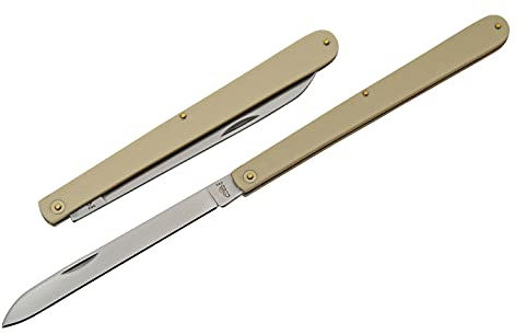 SZCO 10.5 Folding Fruit Knife with Drop Point Blade, Stainless Steel, Yellow Handle – Durable Everyday Carry Knife for Cutting, Slicing, and Piercing