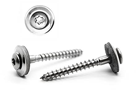 KTH 25 Stück Spenglerschrauben 4,5x50 TX20 - Edelstahl A2-2tlg. mit 15 mm EPDM-Dichtscheibe