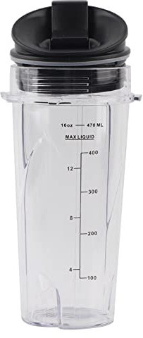Qcwwy Ricambio Bicchiere per Frullatore Nutri 16 Oz con Coperchio Sip & Seal, Tazze per Frullatore Professionali Parti per Accessori per Frullatore Nutri
