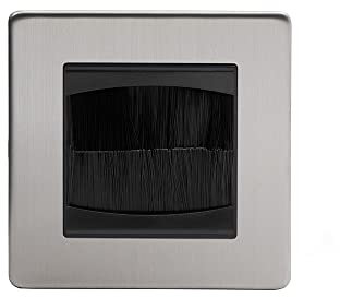 Soho Lighting Brushed Chrome 1 Gang 2 Module Brush Plate Blk Ins Screwless