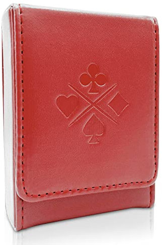 Luck Lab Kartenetui für einzelne Spielkarten, Leder, für Poker- und Bridge-Karten (Weinrot)