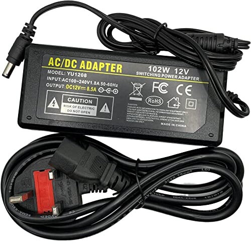 Multibao 12V 8A Power Supply, AC Adapter 100-240V 50-60hz 12V 96W Power Adapter Transformer Charger 5.5x2.5mm (2.1mm) DC Jack for CCTV Camera LED Light Strip