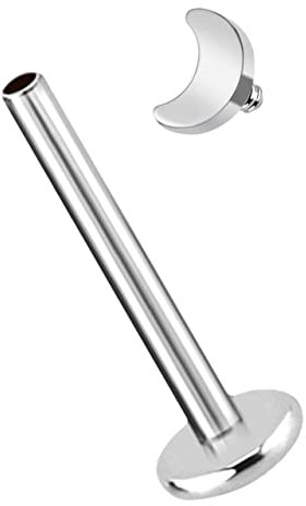 Ohr Piercing Stecker, Labret Stud in 1,2 x 6 mm mit Innengewinde und 3 mm Mond. Geeignet als Helix, Tragus Cartilage oder Lobe Piercing.