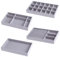 Giorno di casa Schmuck-Schubladen-Organizer-Tablett-Set, Schmuckeinsätze, Trennwände, Aufbewahrung für Schublade, Samt, stapelbare Schmuckfächer, Halterbox für Halskette, Ohrringe, Ringe (grau)