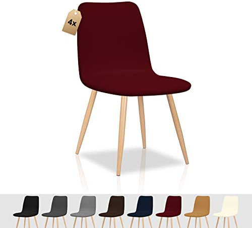 FIGOOO Stuhlhussen 4er Set Strech Stuhlhussen Skandinavisch Universal Abnehmbar Waschbar Schonbezüge Stuhlbezug für Küchenstühle Hotel Bankett(Weinrot,4pcs)