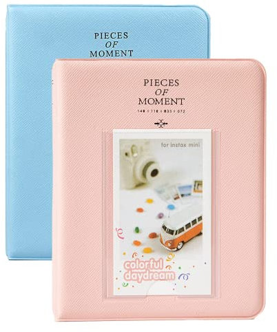 Polaroid Photo Albums,2Pcs Goodsnetic 64 Pockets Album for Fujifilm Instax Mini 7s 8 8+ 9 25 26 50s 70 90 Instant Camera Name Card,Photo Book for Polaroid PIC-300P/Z2300,Pink & Blue