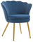 Poltrona Conchiglia Camera da Letto in Velluto Design Moderno, Sedia Classica con Gambe in Metallo Placcato Oro - Poltroncina per Salotto con Seduta Morbida Imbottita Modello Maddina - Blu