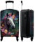 NoBoringSuitcases.com® Koffer Handgepäck Trolley Rollkoffer Kleine Reisekoffer mit 4 Rollen - Pferd - Natur - Blumen - Wald - Tiere - 55x35x20cm - Fotokoffer - Kabinenkoffer - Boardgepäck