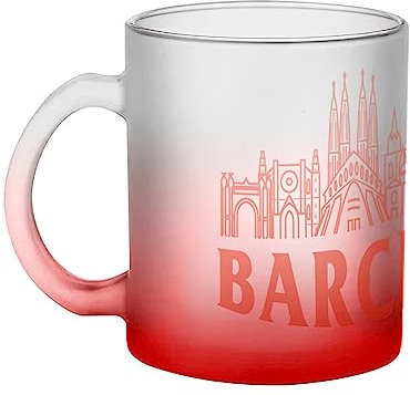 Mug en Verre Rouge - Barcelona Minimalist Espagne Barcelone Voyage