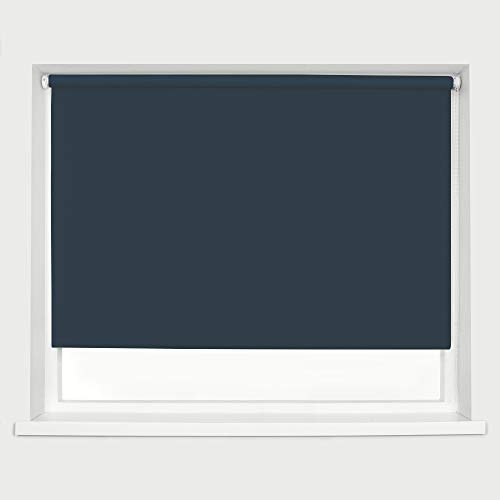 Navy Blackout Roller Blinds Thermal Blackout Material Metal Brackets & FIttings 25mm Roller Tube Easy Fit Child Safe Bedroom Office150cm Width x 160cm Length