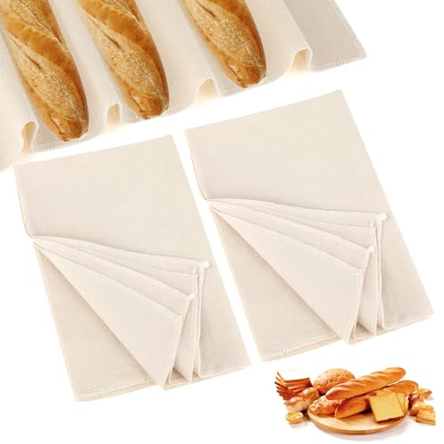 2 Stück Proofing Cloth for Bread Baking 14x18 Inches Linen Cloth Reusable Bread Proofing Cloth Thick Baking Bread Cloth for Dough, Baguettes, Loaves, Gebäck, hausgemachtes Brot
