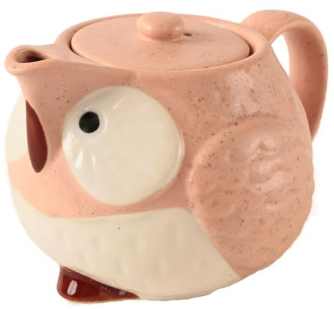 Minoribo Mino ware Japanese Pottery Teapot Kyusu Owl Shape made in Japan (Japan Import) CPK104 (Carnation Pink)