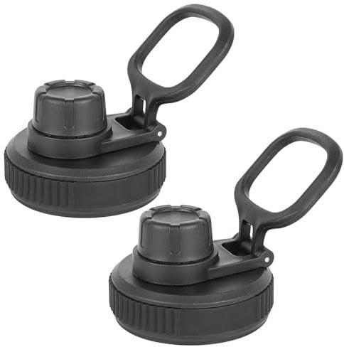 Linkidea 2er-Pack Wasserflaschendeckel mit breiter Öffnung und Griff, kompatibel mit Hydro Flask Wide Mouth 12/16/18/20/32/40/64 oz, Ersatz-Ausgussdeckel für Wasserflaschen (Schwarz)