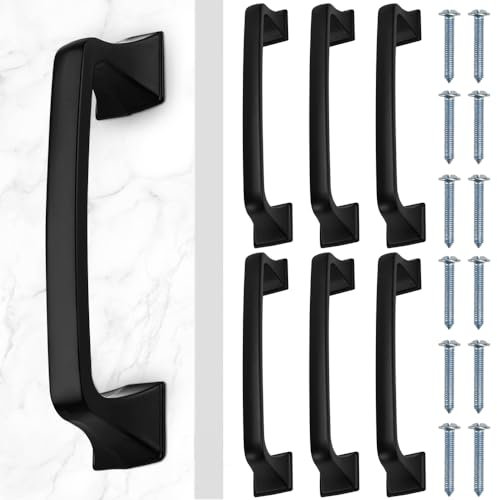 LPAMABA 6er Set Möbelgriffe 128mm Schrankgriffe Schwarz Schubladengriffe Küchengriffe küchenschränke griffe Schrank Türgriffe Kleiderschrank Küchenschränke Griffe mit 12 Schrauben