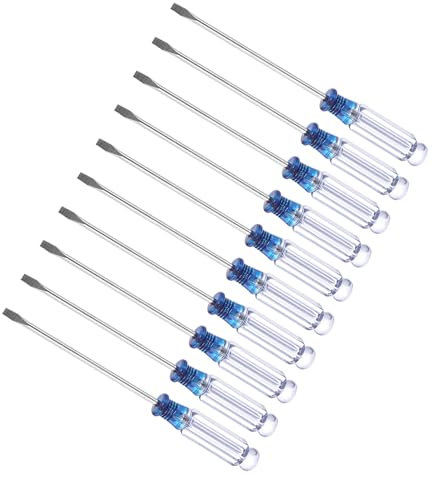 CoCud Destornillador Ranurado Mini, Tamaño de 3.0mm, Longitud de 127mm, Acero al Carbono, Pequeños Destornilladores de Cabeza Plana con Mango Antideslizante, 10 Piezas