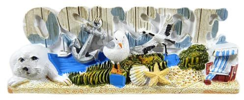Souvenir Magnet Ostsee Möwe Robbe 10 x 4 cm Kühlschrankmagnet Deko GCG 3420