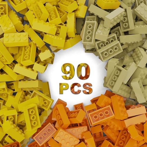 90 PCS Classic Building Bricks, 2x4 Bulk Bricks, Compatible with Pieces 3001 and All Major Brands, Creative Building Block Toys for Boys Girls Ages 6 7 8 9 10 Years Old