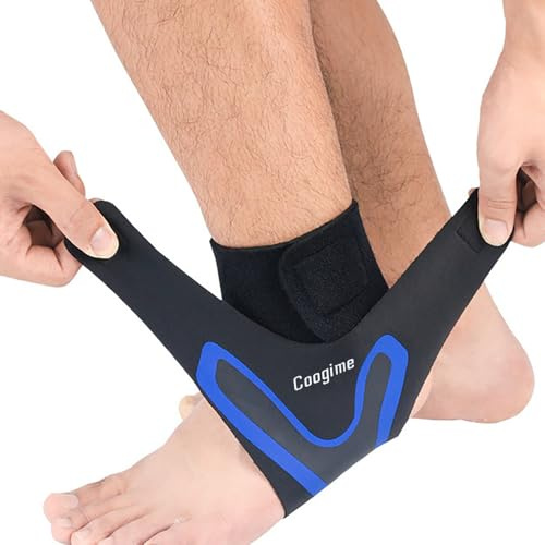 Coogime 2 Stück Bandage Fußgelenk, Knöchelbandage Fussball, Flexible Fußbandage, Sprunggelenkbandage, plantarfasziitis Bandage, Breathable Ankle Brace (Blue, XL(EU:46-48))
