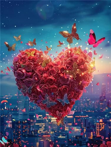 Peinture par Numéros Adultes DIY, Liebe Peinture par Numéros Schmetter Peinture Numero Petite 30x40cm, Loisirs Créatifs Adultes Paint by Numbers, Livrée avec Peinture et Pinceau, Decoration Chambre