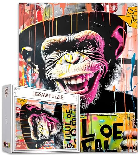 1000 Stück Jigsaw Puzzles für Erwachsene Graffiti Affen Tiger Affen Malerei Jigsaw Puzzle niedlich Puzzles für anspruchsvolle Familie Aktivität Spiel Street Art DIY Puzzle Wanddekoration niedliche
