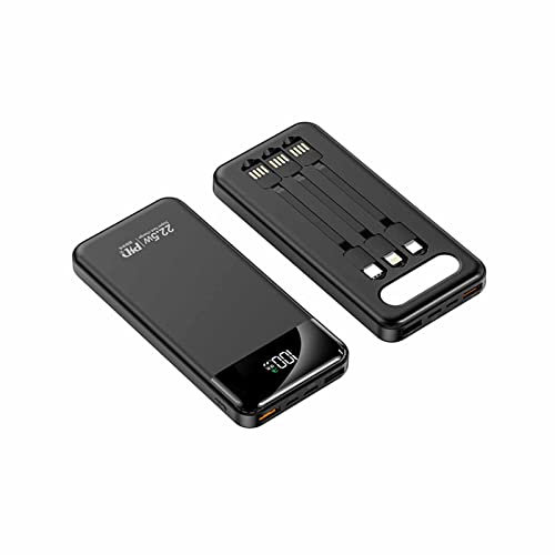 Power Bank 30000mAh, Portable Charger with Built in Cables USB C Powerbank 5 Output& 2 Input with LED Display Flashlight Phone Charger Power Bank Battery Pack