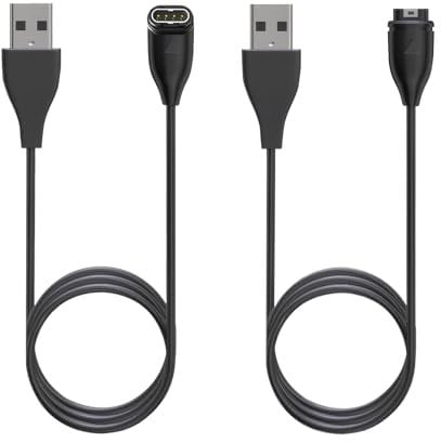 REBUCINA 2Pcs Charger Cable Compatible with Garmin Fenix 7 7S 7X 6 6S 6X 5 5S 5X Plus Forerunner 945 935 245 Music 45S Vivoactive 4 4S 3 USB Charger Cable for Garmin Watch Straight Head&Bend 1M