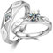 KONFEN 2PCS Cubic Zirkonia Paar Partnerringe Set, Daumen Edelstahl Ringe mit Verstellbare Offenen Paar Ringe für Damen & Herren, Sie und Ihn Brief Hypoallergene Verlobungsring für Jahrestag