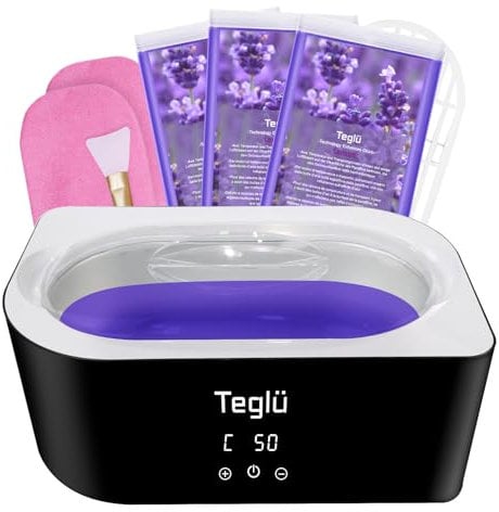 Teglu Machine à paraffine pour mains et pieds 4 l avec 3 recharges de cire de paraffine de 450 g pour spa mains et pieds Noir