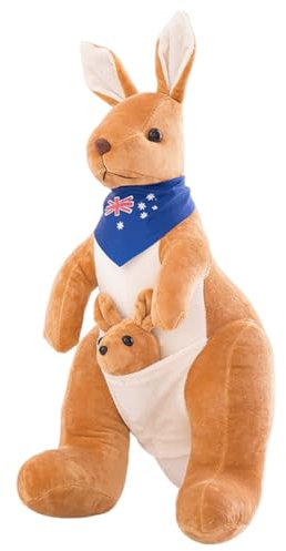 NTEVXZ Känguru Plüschtiere, Mutter und Kind Känguru Puppe, Hellgelb, 32 cm