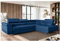 MEBLINI Schlafcouch mit Bettkasten - Ecksofa mit Schlaffunktion - Sofa mit Relaxfunktion und Kopfstützen - Couch L-Form - Eckcouch - Wohnlandschaft - MALIBA - 277x203x63cm Rechts - Blau Samt