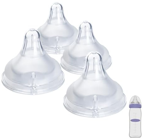 4 Count Bottle Nipples Compatible with Lansinoh NaturalWave Bottle, Soft and Durable Silicone Bottle Nipples, BPA-Free Replacement Bottle Nipple XS
