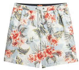 Superdry Herren 43cm Lange Badeshorts mit Hawaii-Print