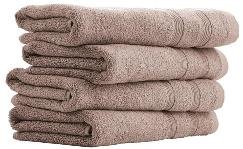 Uncover by Schiesser Handtuch Brooklyn im 4er Set | 100% Baumwolle | Oeko-TEX | Weich, saugstark, schnelltrocknend | 50x100cm | Taupe