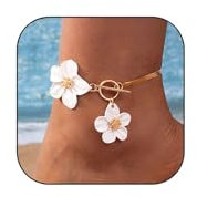 CharmBurst Boho Fussketten, Bracelets de Cheville Dorés, Chaîne de Cheville Imperméable, Ensemble de Bijoux de Pieds Pratiques Fleur, Élégante Chaîne de Cheville Estivale Fleur Bijoux de Pied