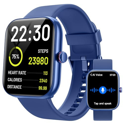 Reloj inteligente para hombres y mujeres (Alexa incorporado y responde/hacer llamadas), reloj inteligente de 1.94 pulgadas para iOS Android con monitor SpO2/frecuencia cardíaca/sueño, contador de