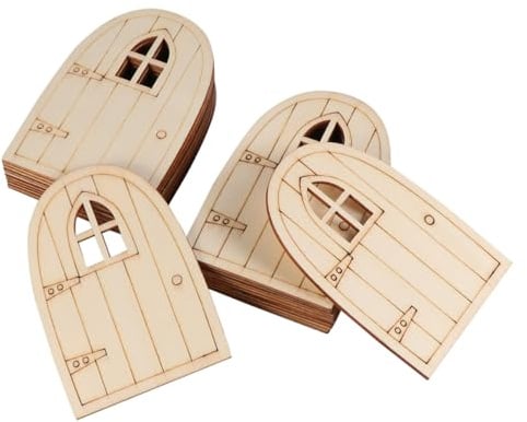 VICASKY Feentür 20 Stück 3mm Holzart Dekoratives Modell für Garten | Miniaturdekoration, Khaki, Feine Verarbeitung, Bereit zum Dekorieren