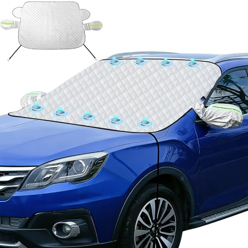 Frontscheibenabdeckung, Scheibenabdeckung Auto Winter, Eingebaute 9 Magnete, Windschutzscheibenabdeckung für Gegen Schnee, EIS, Frost, Staub, UV-Schutz, Autoabdeckung Winter für Auto/SUV, 152 x 125cm