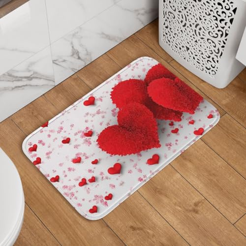 Mexpekil Large Heart Door Mat 40 x 60cm Non Slip Doormat Washable Welcome Mat Rug Absorbent Kitchen Mats Floor Mats Home Decor for Indoor Outdoor