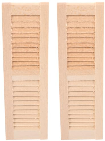 ZUNOXAZ Lot de 2 Volets Miniatures en Bois Naturel 2pcs, Volets Décoratifs pour Poupée, Modèles Soi-même, Accessoires pour Maison Miniature, Décoration Fenêtre pour Meubles de Poupée